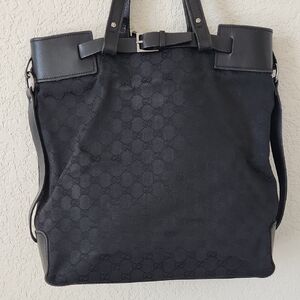 Gucci Black Monogram Canvas Shopper Tote